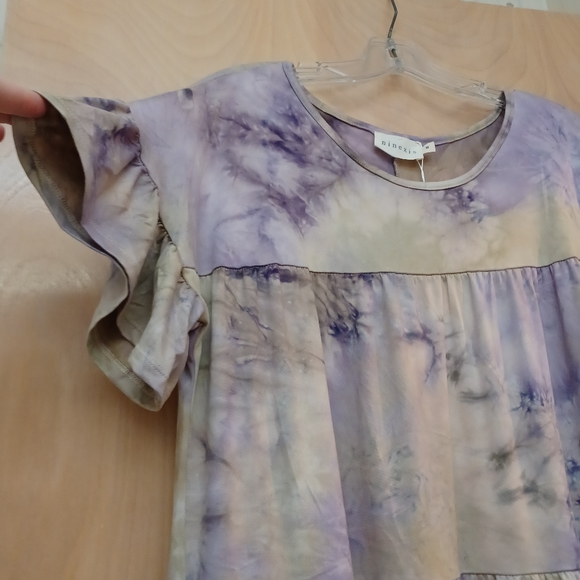 Purple Lilac Lavender Boho Tie Die Tiered Dress M New Tags NWT - Picture 3 of 9